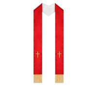 Healeved Estola sacerdotal con borla cruzada: Chal reversible de 53" para pastor - Capa reversible para clérigos - Estola nupcial bordada para ceremonias femeninas