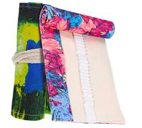 Healeved Estuche Enrollable Bandas Elásticas 48 Ranuras de Lona 2 Piezas para Lápices y Gomas para Sujetar Firmemente, Adecuado para Estudiantes y Artistas en Bocetos y Colorear