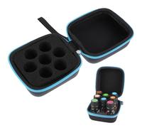Healeved Estuche para Guardar Aceites Esenciales de 5 Ml Organizador Compacto de PU Azul, Fácil de Almacenar y Transportar para Viaje y Aromaterapia