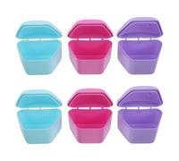 Healeved Estuche Trapezoidal para Retenedor Bucal Pequeño Caja de Limpieza a Prueba de Fugas Pack de 6 Unidades en Colores Morado Azul y Rosa Organizador Portátil para Cuidado Dental y