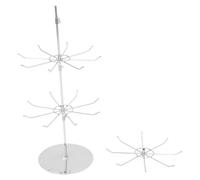 Healeved Expositor Giratorio de Joyas de 3 Niveles Soporte Metálico de Acero Recubrimiento Electropintado 55 CM de Altura Organizador Redondo para Collares Pendientes y Pulseras