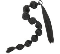 Healeved Extensión de Coleta Sintética Negra Fibra de Alta Temperatura Fácil de Usar con Burbujas para Crear Peinados Naturales al Instante