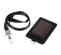 Healeved Funda de Cuero Doble Cara para Tarjetas de Identificación con Cordón Porta Credencial de Trabajo Negro Protección Segura y Uso Diario para Oficina Estudiantes y Profesionales