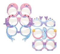 Healeved Gafas de Papel Temática de Sirena para Fiesta de Cumpleaños Paquete de 6 Unidades Accesorios Ligeros y Decorativos para Eventos Veraniegos y Fotomatón