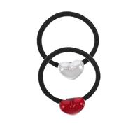 Healeved Gomas Cabello Elásticas Forma de Corazón 2 Unidades Colores Rojo y Claro Alta Elasticidad Suaves para Niñas y Mujeres Uso Diario y Fiesta