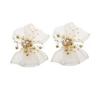 Healeved Hebillas Desmontables de Malla Lazo y Perlas para Zapatos de Fiesta y Boda, Accesorios Decorativos para Mujer y Niña, Set de 2 Clips para Tacones y Zapatos Formales