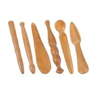 Healeved Herramientas de Masaje Gua Sha de Madera 6 Piezas Set Ergonómico Palo Raspador Corporal Facial Natural para Relajación y Escultura Muscular Spa Bienestar