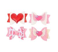 Healeved Horquillas Pelo Purpurina 4 Piezas Clips de Corazón y Lazo en Colores y Accesorios Cabello Día de San Valentín y Uso Diario