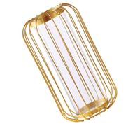 Healeved Jarrón Decorativo Estilo Nórdico de Vidrio y Hierro Color Dorado, Florero Tubular para Arreglos Hidropónicos, Adorno Ligero y Portátil para Decoración de Escritorio y Hogar