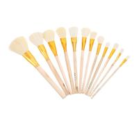 Healeved Juego de 12 Pinceles de Lana Mango de Madera para Pintura al Óleo Plantillas y Manualidades Tamaño S Cabezal Suave para Cerámica Acuarela y Estarcir Diversas Superficies