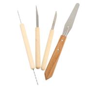 Healeved Juego de 4 Herramientas para Modelar Arcilla Artística de Madera y Acero Inoxidable, Ligeras y Precisas para Esculpir y Formar Manualidades de Cerámica