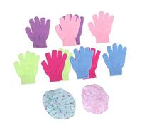 Healeved Juego de Guantes de Baño para Ducha Spa Exfoliante 1 par 2 Gorros de Baño 5 Pares de Guantes para Baño Gorro de Ducha Protector para Mujeres Y Hombres