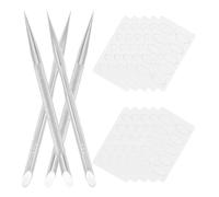 Healeved Juego de Herramientas de Manicura Empujador de Cutículas de Acero Inoxidable 2 Sets 50 Pulidores de Uñas de Grano Fino y 50 de Grano Grueso Compacto y Portátil para Uso