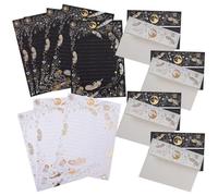 Healeved Juego de Sobres y Papel de Carta B6 Estampado en Caliente 8 Sobres y 8 Hojas de Papel Grueso para Escribir Cartas Papelería Elegante para Mensajes y Correspondencia Personal