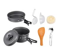 Healeved Juego de Utensilios para Acampar 1-2 Personas Batería de Cocina Portátil de Aleación de Aluminio Revestimiento Antiadherente Compacto y Ligero para Senderismo y Cocina al Aire