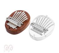 Healeved Kalimba Mini Ovalada 8 Tonos 2 Piezas Piano de Pulgar Portátil de Madera y Cristal Instrumento Musical para Principiantes Fácil de Transportar para Escuela y Viaje