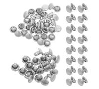 Healeved Kit de 100 Remaches de Doble Tapa para Manualidades en Cuero, Botones Redondos Metálicos Plateados de 5x5 Mm, Cierres a Presión Resistentes para Reparación de Ropa,