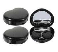 Healeved Kit de 3 Estuches Portátiles para Lentes de Contacto Negros, Caja Pequeña de Almacenamiento Resistente y Saludable, Organizador Práctico para Viaje y Uso Diario