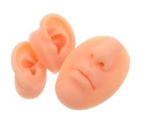 Healeved Kit de 3 Piezas Modelo de Silicona para Piercing de Partes del Cuerpo Incluye Oreja Derecha Oreja Izquierda y Nariz Color Piel Flexible y Anatómico para Práctica de Perforación