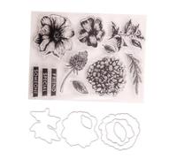 Healeved Kit de Troqueles de Acero al Carbono y Sello de Silicona Transparente para Manualidades DIY Troquel Práctico para Sellos de Flores Adecuado para Proyectos de Scrapbooking y