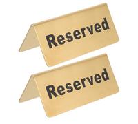 Healeved Letreros de Mesa Reservada de Acero Inoxidable Dorado 2 Piezas Señales de Asiento Reservado en Inglés para Bodas Restaurantes y Eventos Señalización Estable y Reutilizable