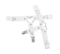 Healeved Ligas de Cuero Punk en Forma de Corazón, Hechas a Mano, Elásticas, Talla Única, para Mujer, Cosplay y Punk Rock, Color, Pack de 2 Piezas