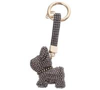 Healeved Llavero de Gemas de Pitbull Negro, Colgante Decorativo para Bolso y Coche, Accesorio Elegante para Mujer, Llavero Artesanal de Moda, Adorno de Perrito Pequeño