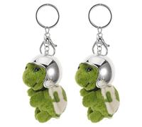 Healeved Llavero de Peluche de Tortuga con Casco 2 Piezas, Colgante de Felpa Suave Color Plata, Dijes de Animales para Mochilas y Bolsos, Accesorio Ligero y Decorativo para Eventos