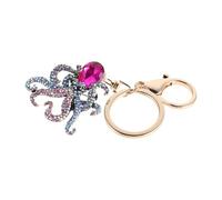 Healeved Llavero de Pulpo Decorativo con Incrustaciones de Piedras Brillantes Coloridas, Aleación y Diseño 3d, Identificación Rápida de Llaves y Accesorio Brillante para Niñas en Escuela