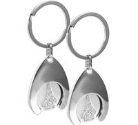 Healeved Llavero Metálico 2 Fichas para Carrito de Compra, Diseño Torre Eiffel, Aleación de Zinc Duradera, Llavero Colgante Decorativo para Supermercado y Uso Cotidiano