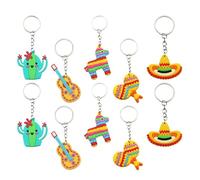 Healeved Llaveros Mexicanos Diseños de Cactus, Sombrero y Guitarra Ligeros y Multiusos 10 Piezas de Pvc y Metal para Decoración de Bolsos y Mochilas