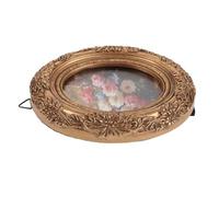 Healeved Marco de Fotos Vintage Ovalado de Resina Dorada de 12,5 X 11 Cm para Decoración de Pared Estilo Europeo, Marco Creativo Retro para Bodas y Decoración de Dormitorio