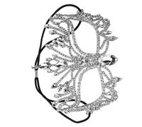 Healeved Máscara de Mascarada para Mujer de Media Cara Cristales de Imitación Máscara Veneciana Plateada de Metal Brillante para Fiesta Boda y Disfraz de Reina Elegante