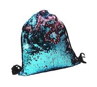 Healeved Mochila Saco de Poliéster Cordón Ajustable y Lentejuelas para Pequeñas Cosas y Caramelos, Práctica y Resistente para Compras y Festivales