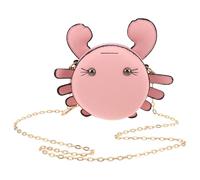 Healeved Monedero con Cierre Seguro Pequeño con Diseño de Cangrejo Caricatura Cartera Compacta y Gancho para Colgar para Mujer