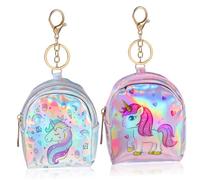 Healeved Monedero Pequeño de Unicornio para Niñas con Llavero y Hebilla, Cuero PU, Diseño Bonito y Texturas Cambiantes, Adecuado para Viaje y Uso Diario, Pack de 2 Piezas