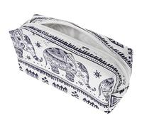 Healeved Neceser de Maquillaje Grande Estampado de Elefante Beige, Bolsa Organizadora de Cosméticos para Mujer Cremallera, Gran Capacidad para Viaje y Uso Diario