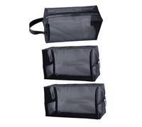 Healeved Neceser de Viaje Negro de Malla Transpirable Set de 3 Bolsas de Aseo y Maquillaje Portátiles Organizador Ligero y Fácil de Limpiar para Almacenamiento de Cosméticos y Artículos