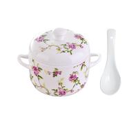 Healeved Olla de Cerámica para Estofado Doble Asa y Doble Tapa Tazón para Sopa Resistente al Calor Color Aleatorio Recipiente para Cocina y Restaurante Adecuado para Cocinar y