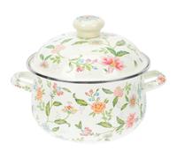 Healeved Olla Esmaltada de 20 CM Olla para Estofado Casera de Doble Asa Menaje de Cocina Multifuncional para Cocina Doméstica Compatible Inducción y Gas Utensilio Vintage para Sopa y