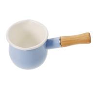 Healeved Olla Esmaltada para Leche y Comida de Bebés 10 CM Azul Mini Cacerola Multifunción para Cocinar y Freír Fondo Plano y Calentamiento Rápido