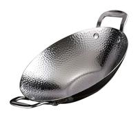 Healeved Olla y Diseño Martillado Caliente de Acero Inoxidable Doble Asa Antideslizante Adecuado para Cocina Casera y Barbacoa Coreana Pequeña