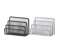 Healeved Organizador de Archivos de Escritorio de Malla Metálica Estante para Documentos 3 Niveles Soporte Vertical para Cartas Paquete de 2 Unidades Negro y Plateado Material de