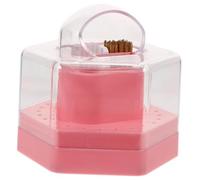 Healeved Organizador De Brocas De Uñas Almacenamiento De Huecos Cepillo Limpiador Caja Multifuncional Para De Uñas y Manicura Color Rosa
