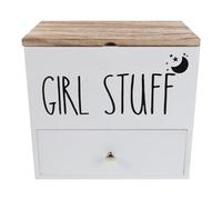 Healeved Organizador para Baño Pequeño de Madera Blanca con Tapa Sellada, Caja de Almacenamiento para Toallas Sanitarias y Tampones, Contenedor Vintage para Productos Femeninos, Decoración