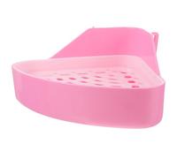 Healeved Orinal Triangular para Mascotas de Plástico Rosa para Conejos | Control de Olor, Base Filtrante, Diseño Antifugas, para Cobayas y Uso en Salas o Parques
