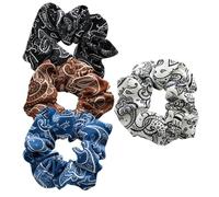 Healeved Paquete de 4 Lazos para El Cabello con Diseño Floral Grandes Y Anchos Elásticos para Mujer Coleteros Decorativos para Niñas Accesorios para El Cabello de Moda para Mujer