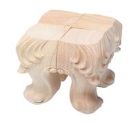 Healeved Patas de Muebles de Madera Maciza Tallada Estilo Europeo Patas de Apoyo para Sofá y Armario de Madera de Caucho Natural sin Pintar 4 Piezas 10x6 Cm Antideslizantes y Duraderas