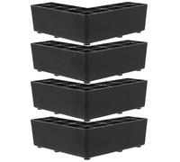 Healeved Patas Sofa de Plástico Negro en Forma de L, Elevadores de Muebles Antideslizantes para Sofá y Cama, Paquete de 4 Piezas Que CREA Espacio y Protege el Suelo