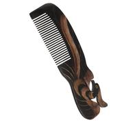 Healeved Peine de de Buey Natural con Diseño de Pavo Real Peine Fino para Masaje Mango Suave Ergonómico para Desenredar y Aliviar Estrés Cuello y
